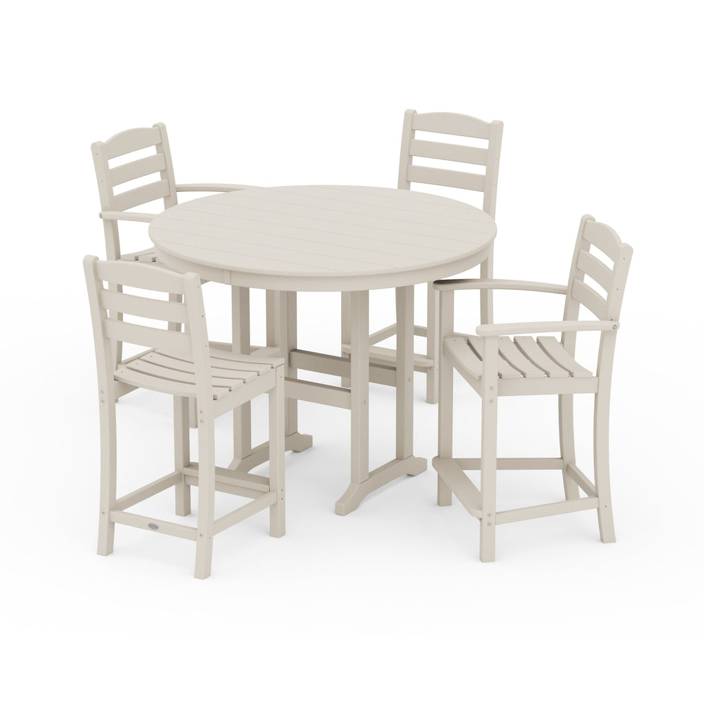 La Casa Café 5-Piece Round Farmhouse Counter Dining Set