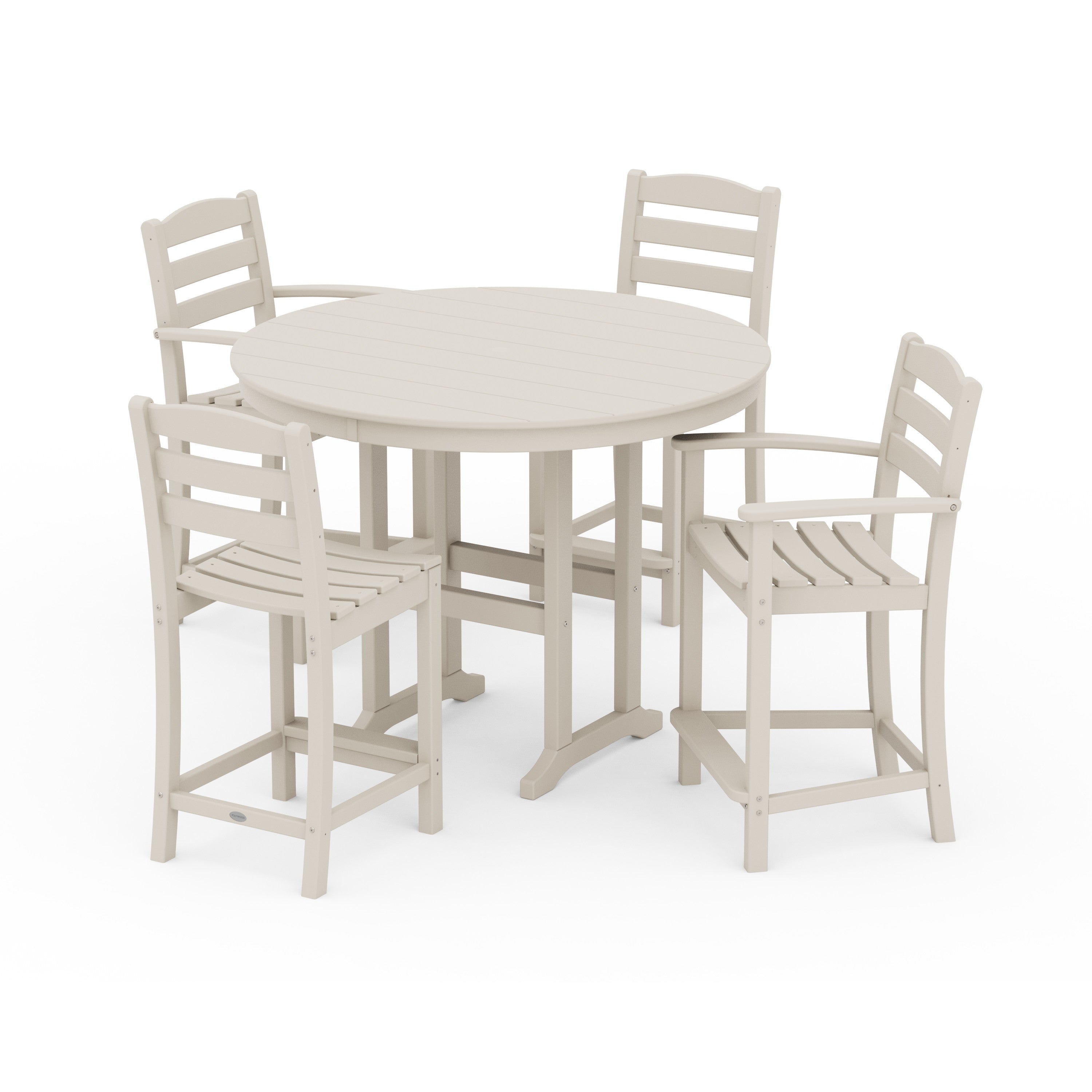 La Casa Café 5-Piece Round Farmhouse Counter Dining Set