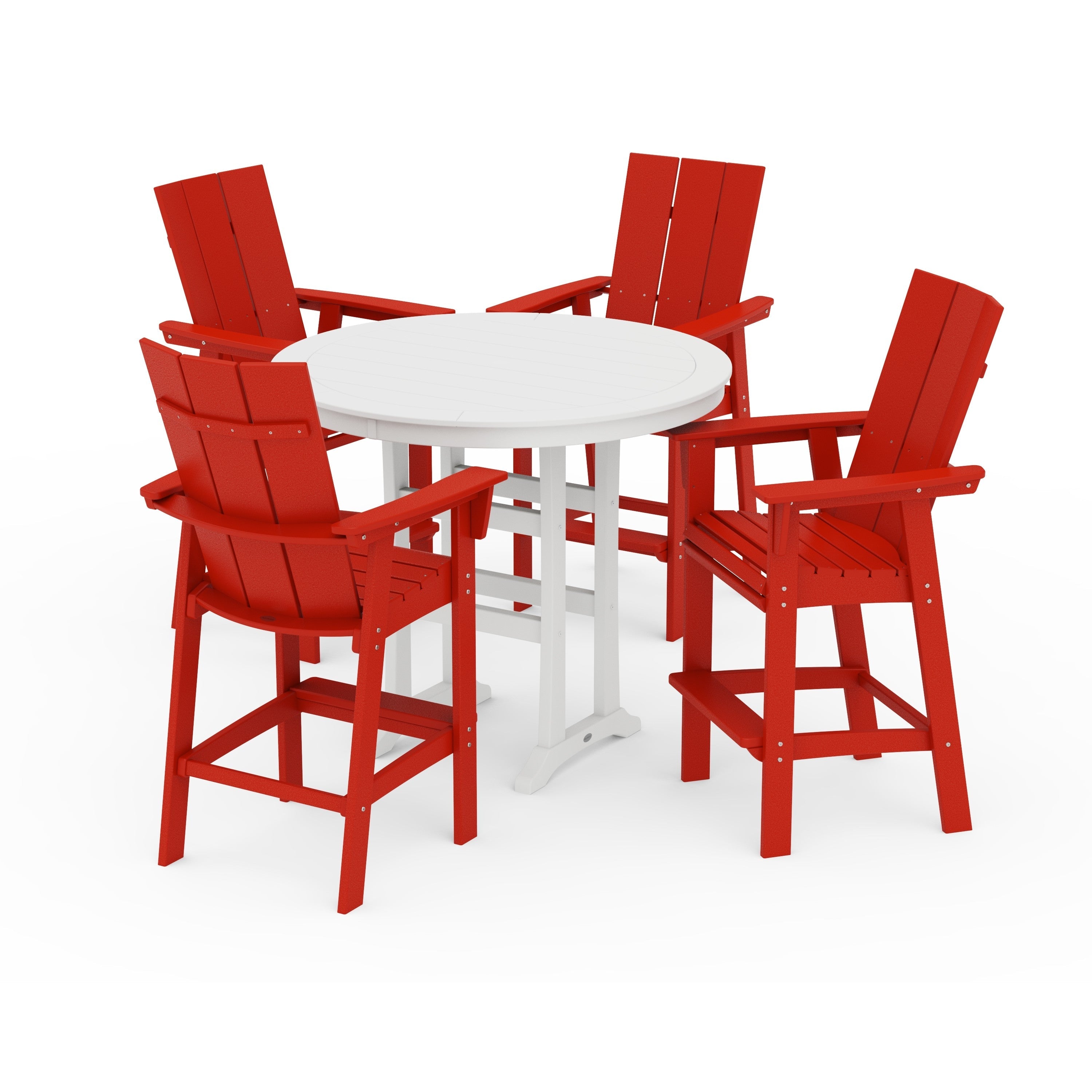 Modern Curveback Adirondack 5-Piece Nautical Trestle Bar Set