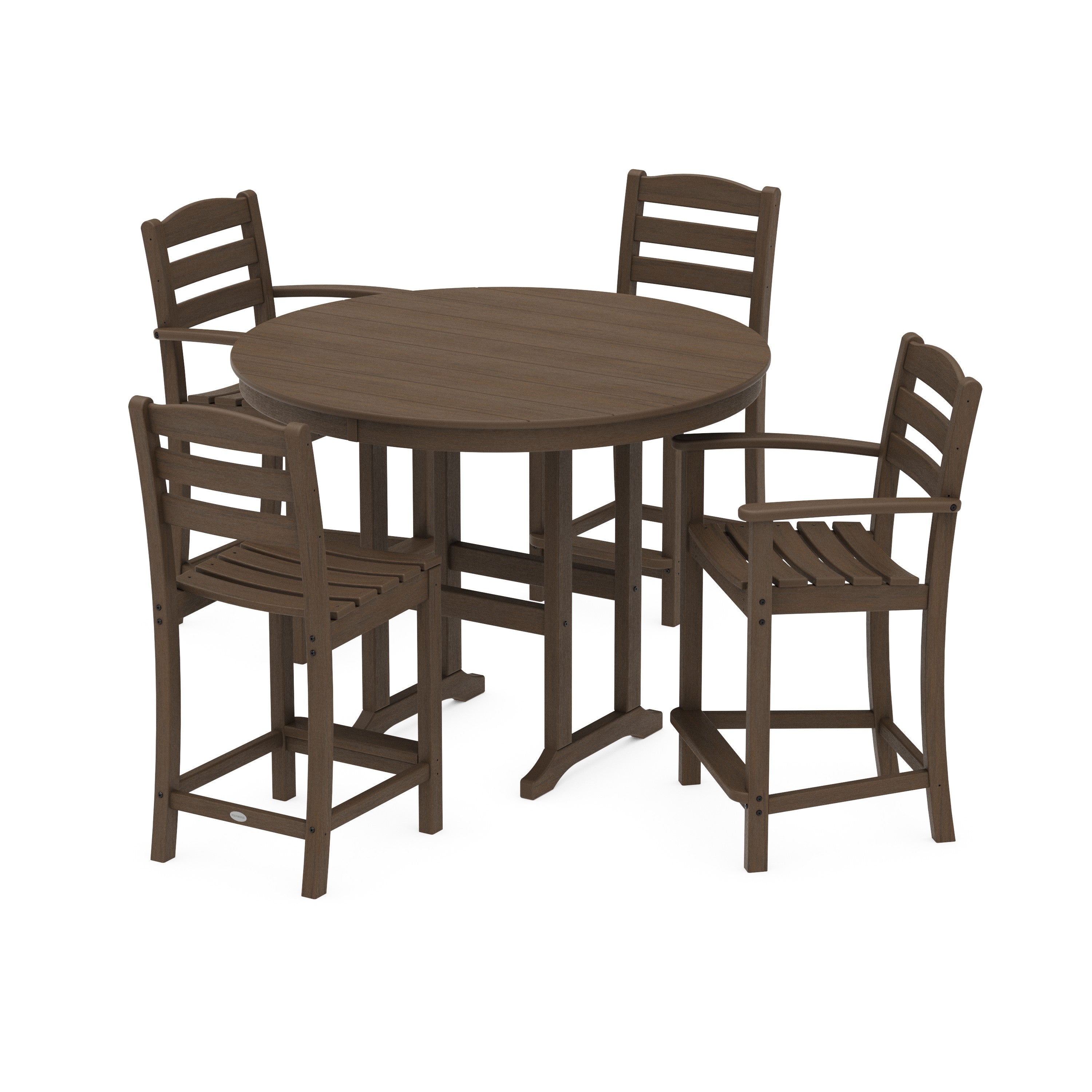 La Casa Café 5-Piece Round Farmhouse Counter Dining Set
