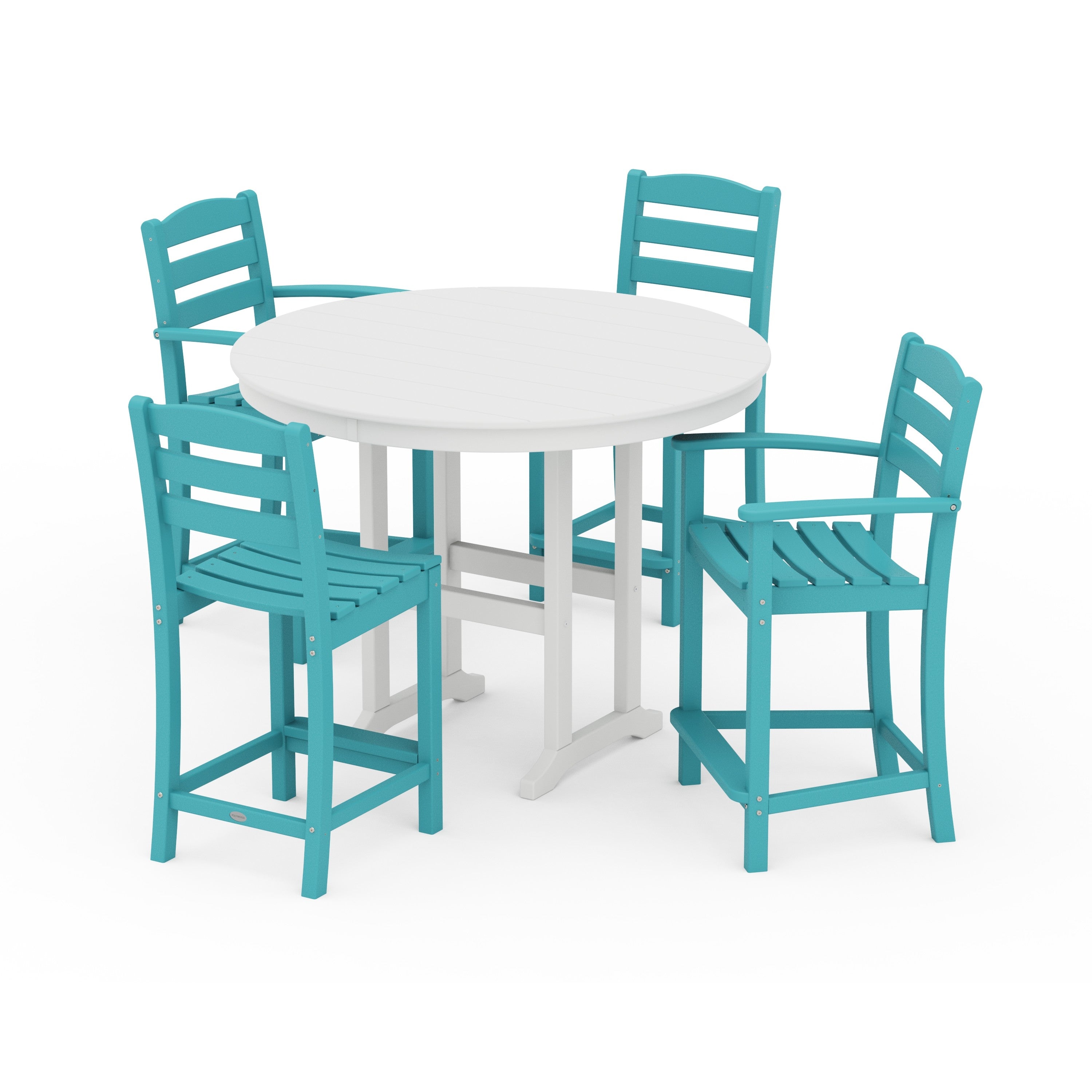 La Casa Café 5-Piece Round Farmhouse Counter Dining Set