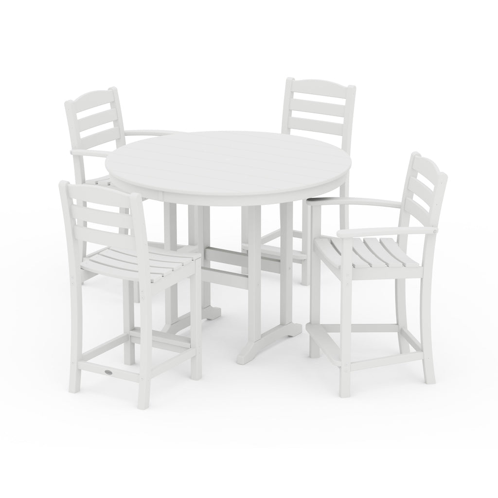 La Casa Café 5-Piece Round Farmhouse Counter Dining Set