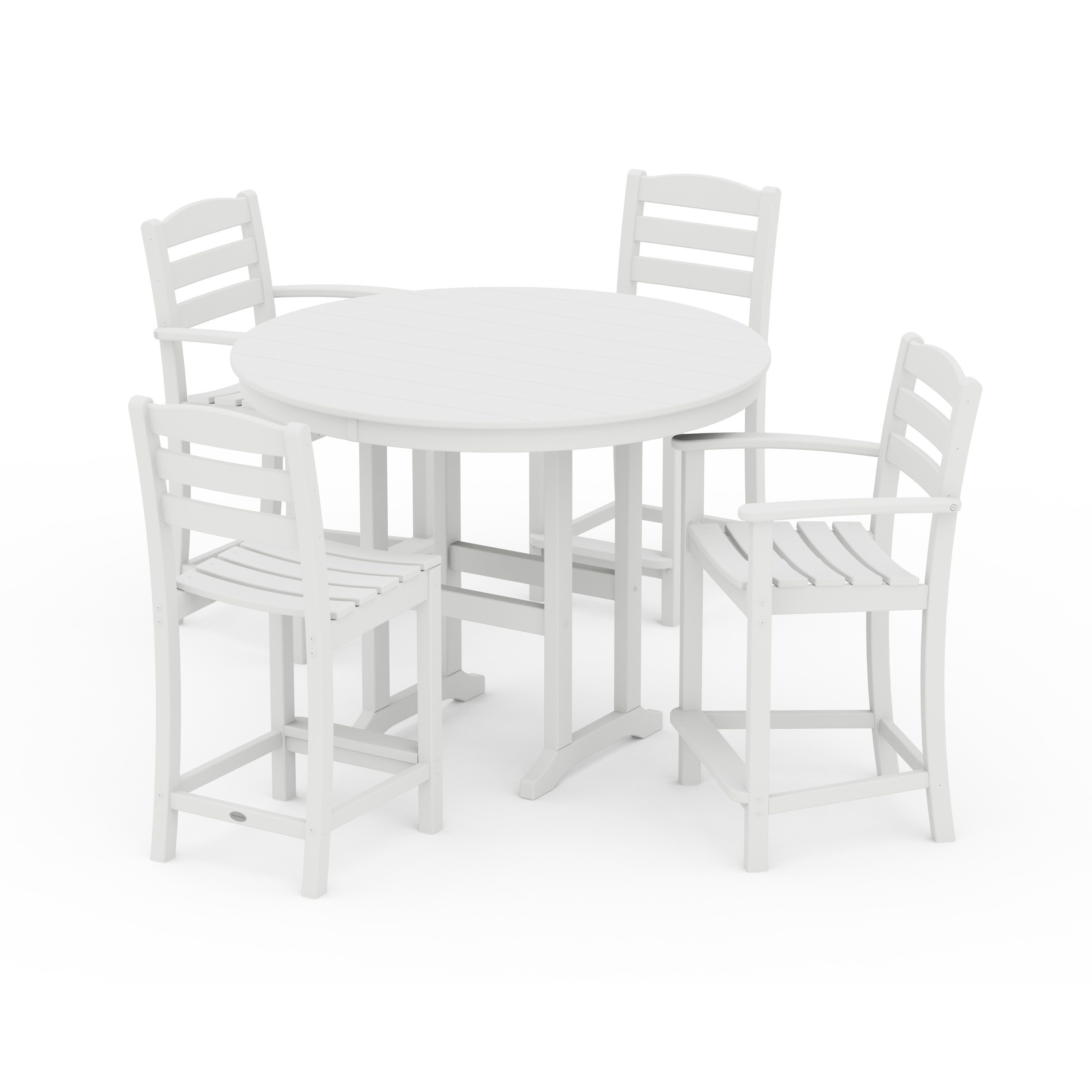 La Casa Café 5-Piece Round Farmhouse Counter Dining Set