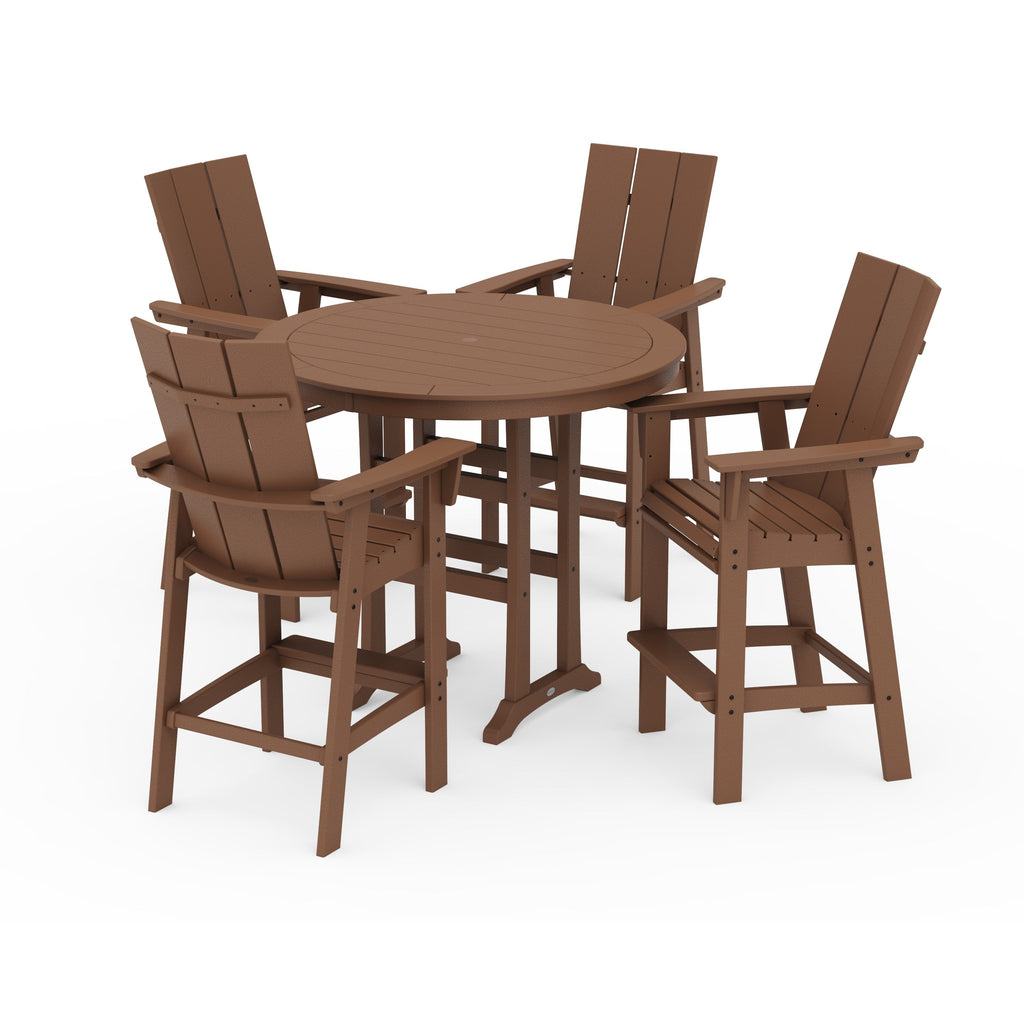 Modern Curveback Adirondack 5-Piece Nautical Trestle Bar Set