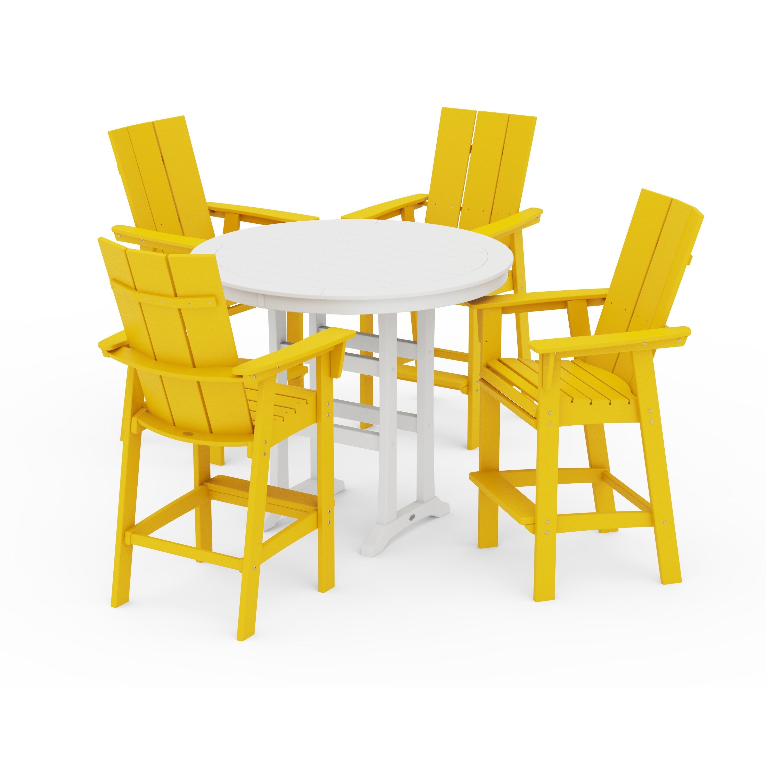 Modern Curveback Adirondack 5-Piece Nautical Trestle Bar Set