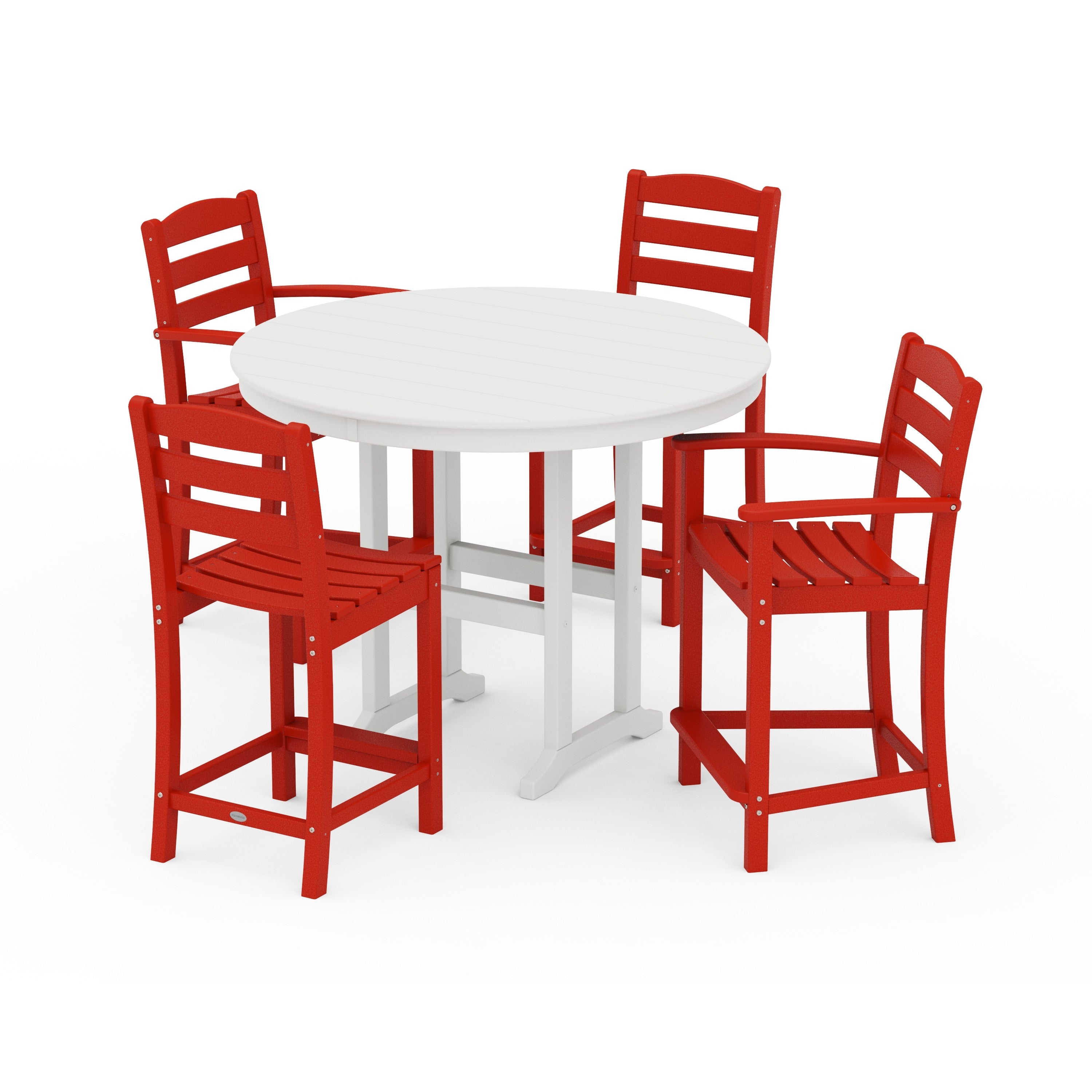 La Casa Café 5-Piece Round Farmhouse Counter Dining Set
