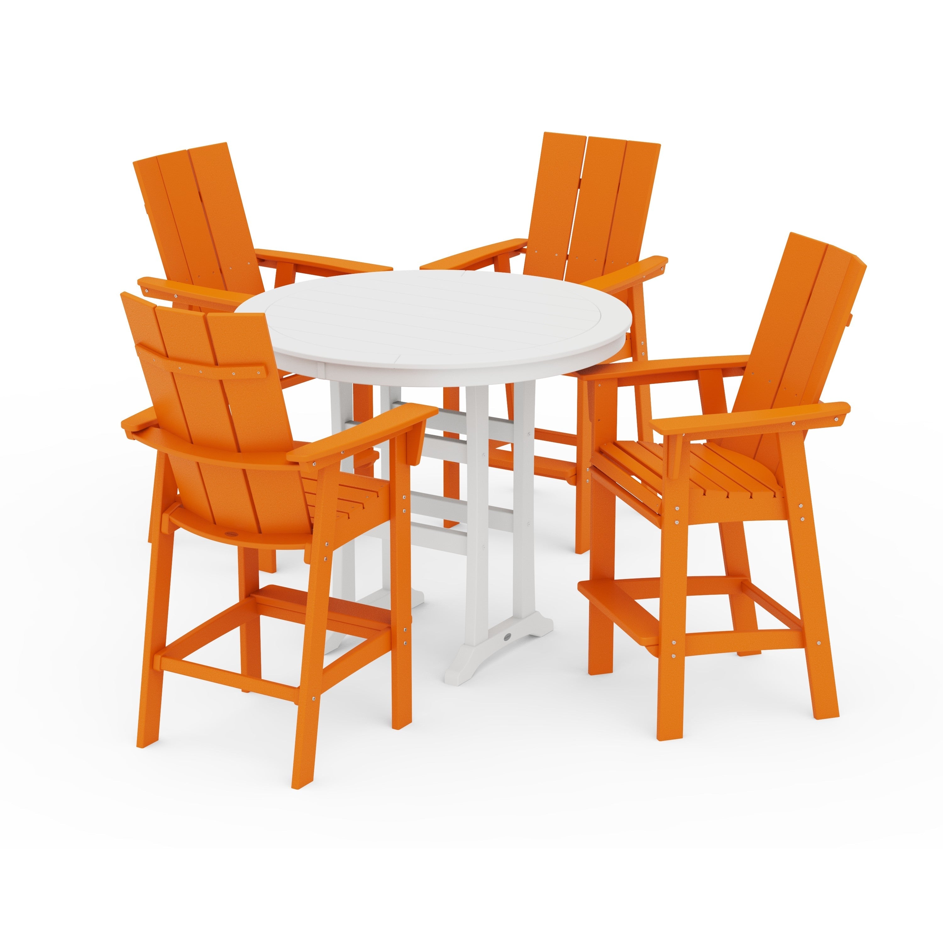 Modern Curveback Adirondack 5-Piece Nautical Trestle Bar Set