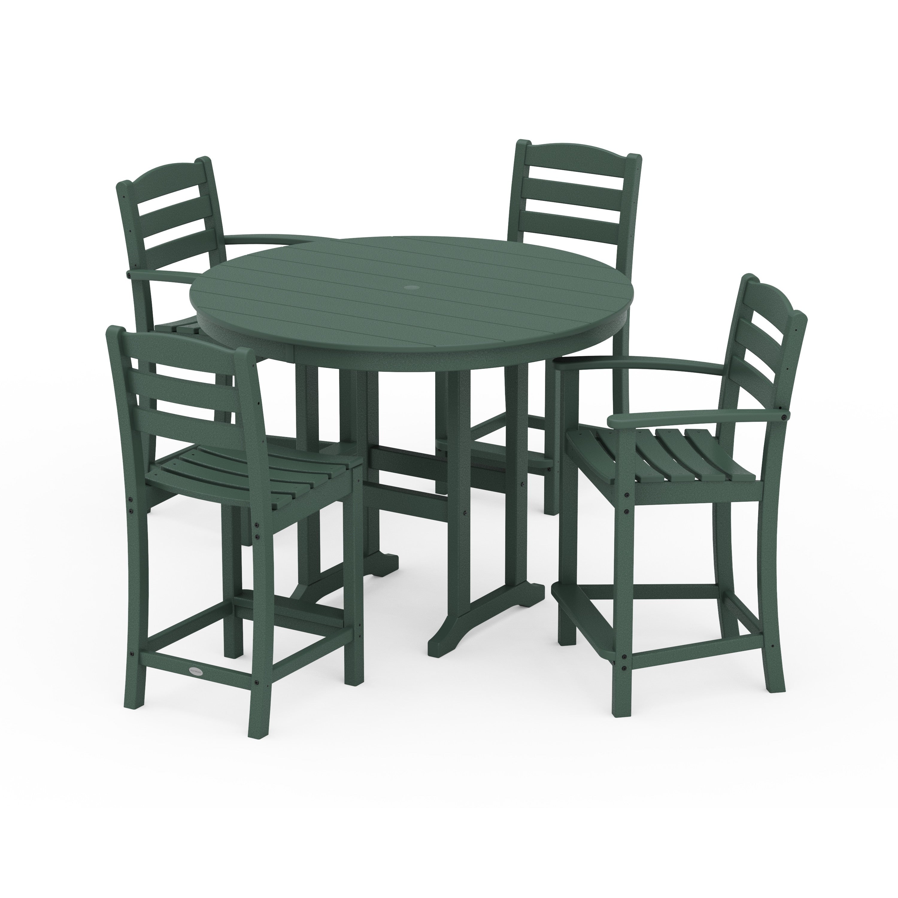 La Casa Café 5-Piece Round Farmhouse Counter Dining Set