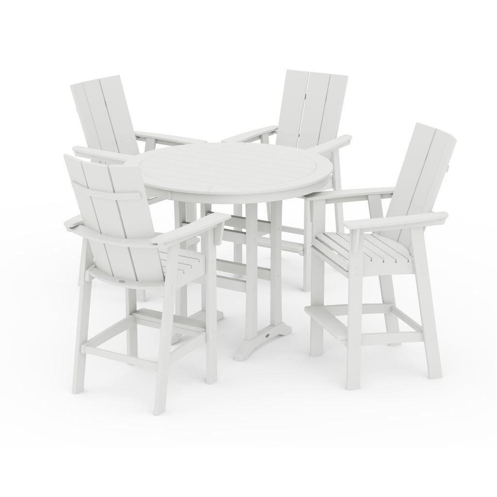 Modern Curveback Adirondack 5-Piece Nautical Trestle Bar Set