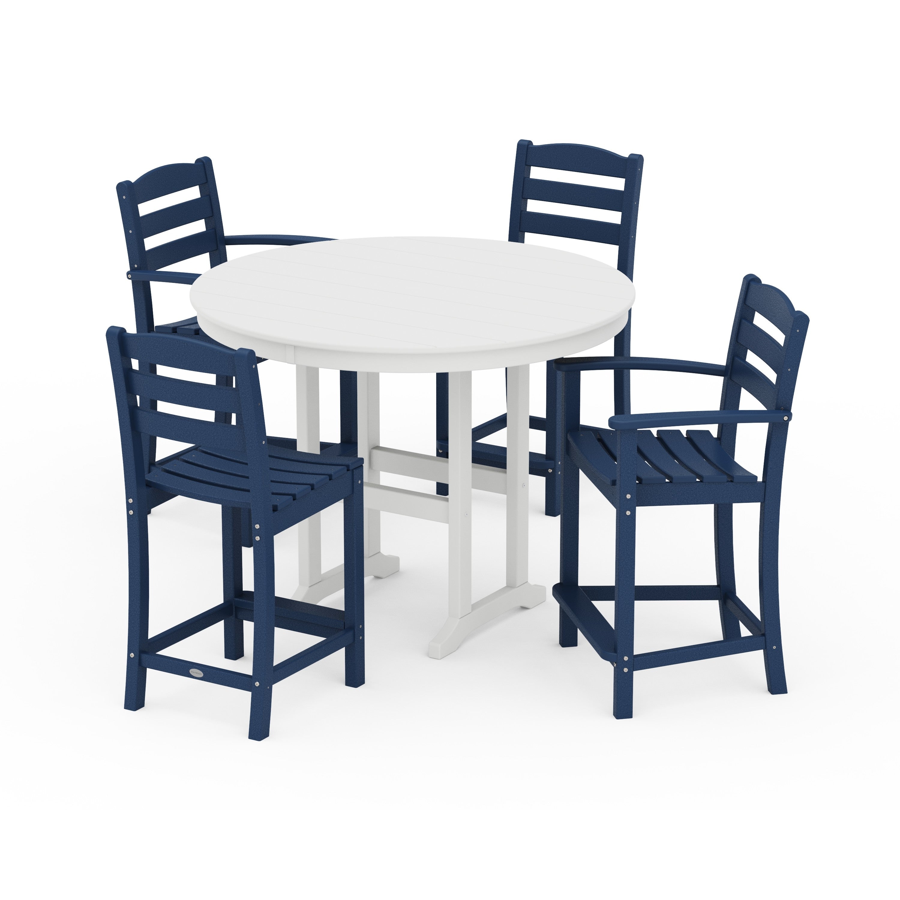 La Casa Café 5-Piece Round Farmhouse Counter Dining Set