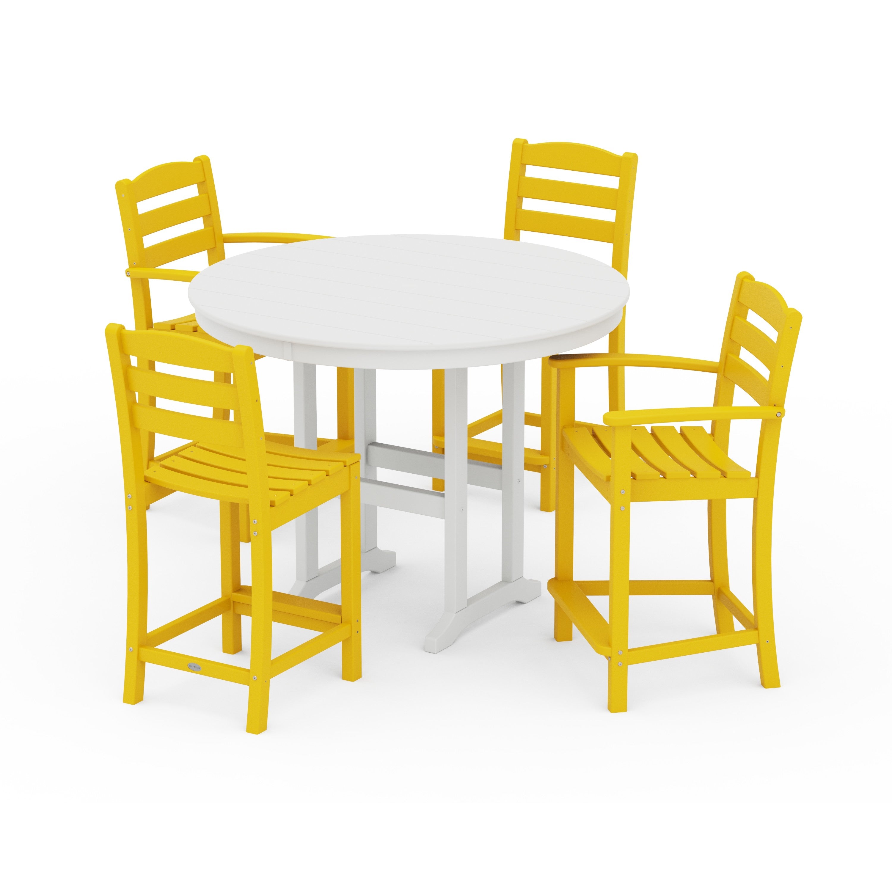 La Casa Café 5-Piece Round Farmhouse Counter Dining Set