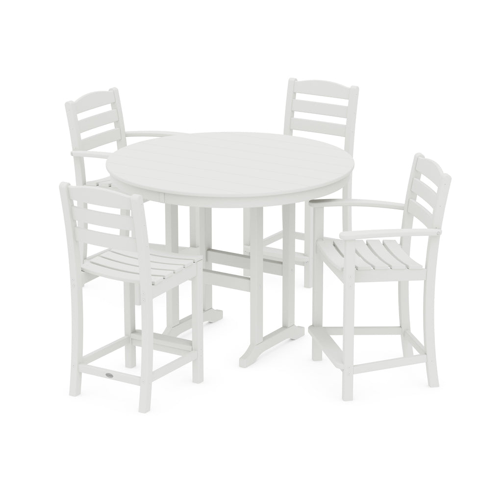 La Casa Café 5-Piece Round Farmhouse Counter Dining Set