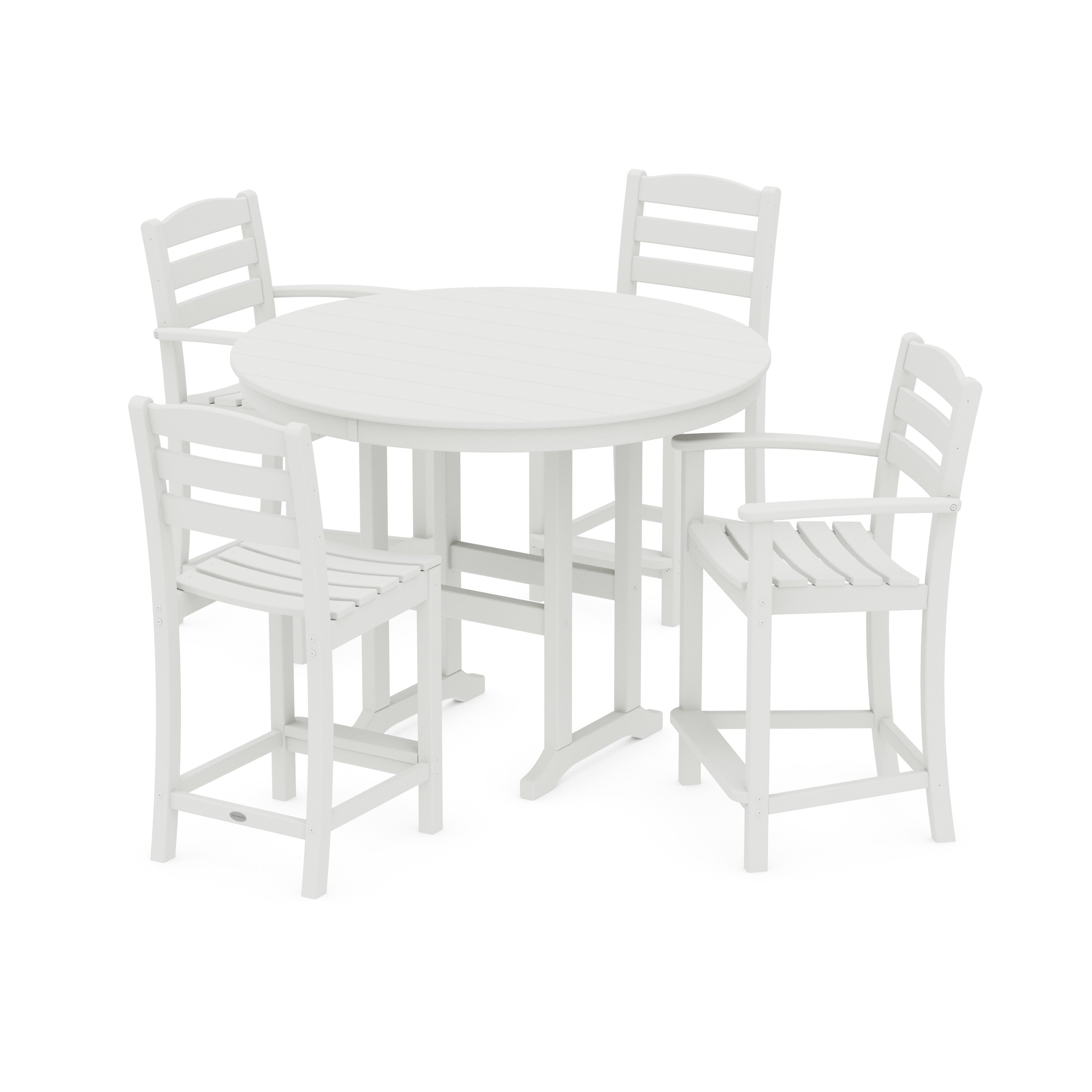 La Casa Café 5-Piece Round Farmhouse Counter Dining Set