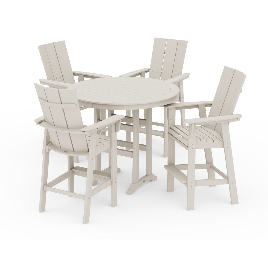 Modern Curveback Adirondack 5-Piece Nautical Trestle Bar Set