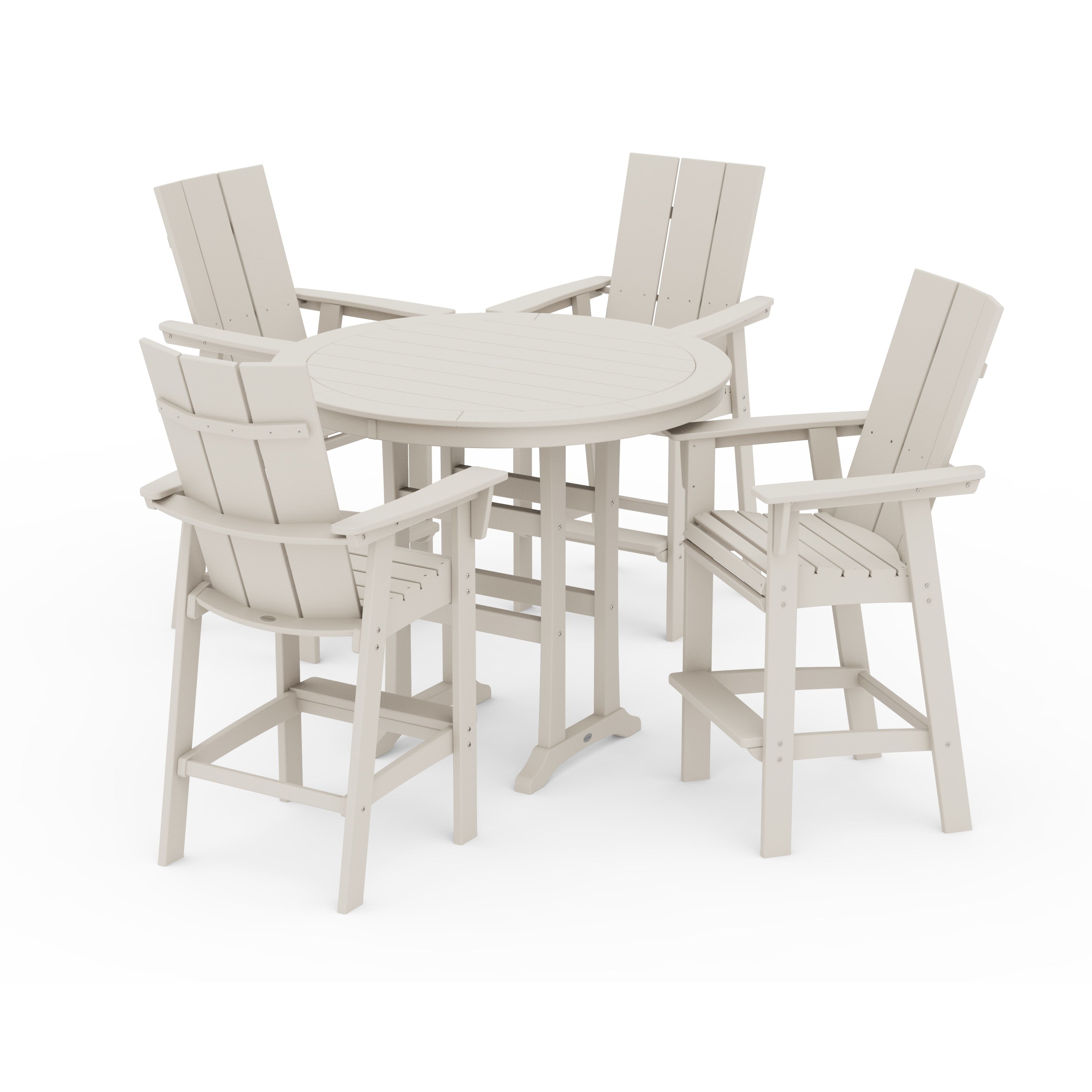 Modern Curveback Adirondack 5-Piece Nautical Trestle Bar Set
