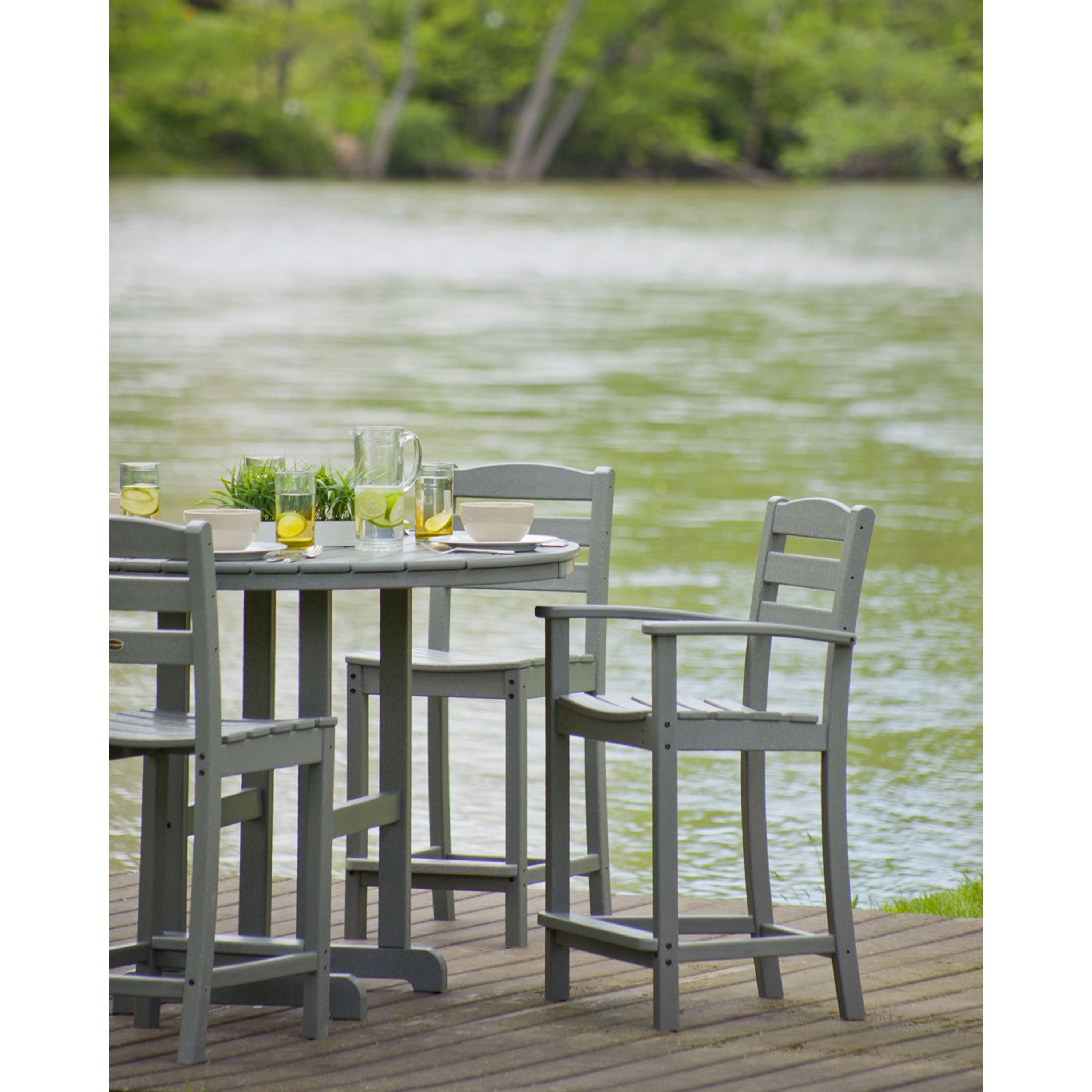 La Casa Café 5-Piece Round Farmhouse Counter Dining Set