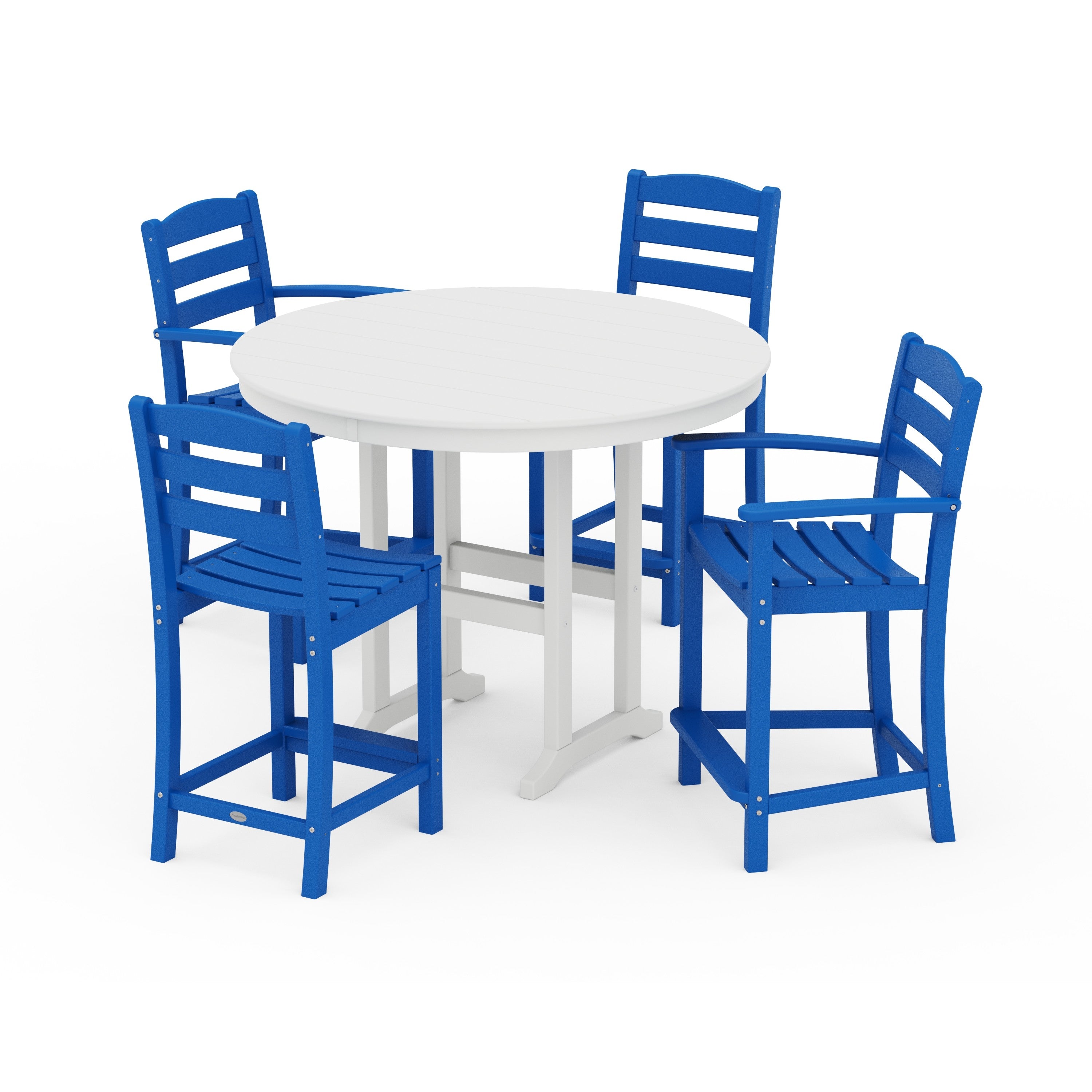 La Casa Café 5-Piece Round Farmhouse Counter Dining Set