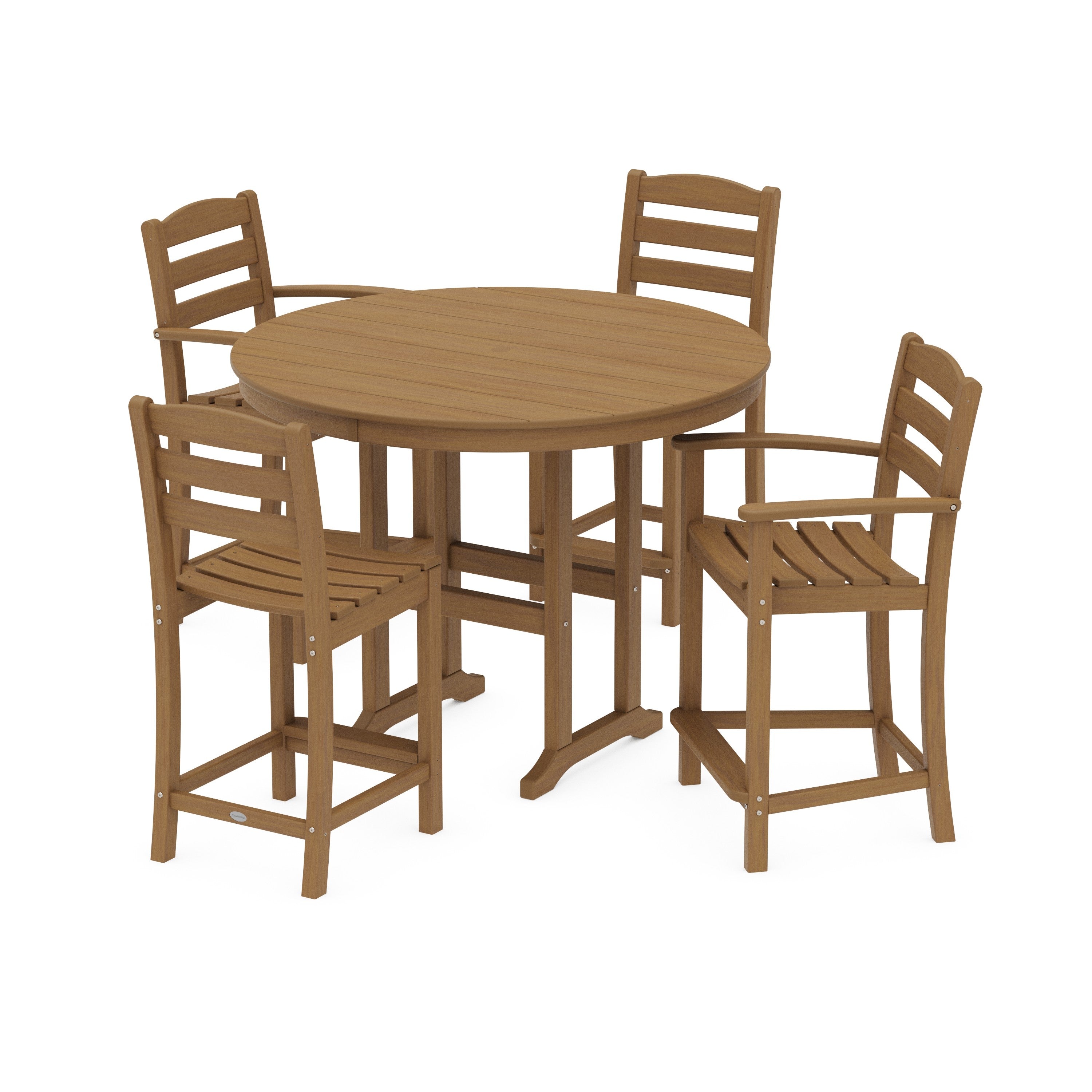 La Casa Café 5-Piece Round Farmhouse Counter Dining Set