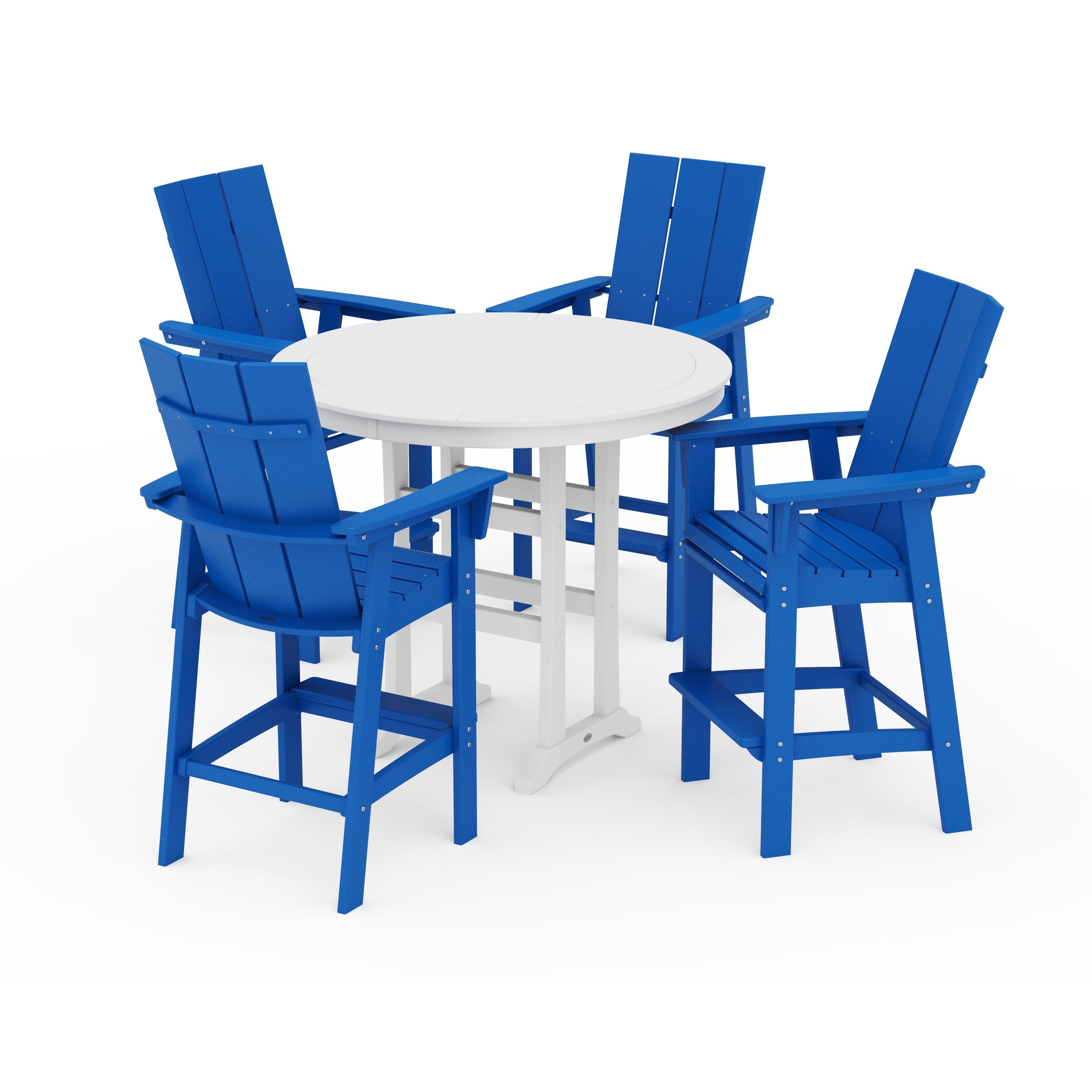 Modern Curveback Adirondack 5-Piece Nautical Trestle Bar Set