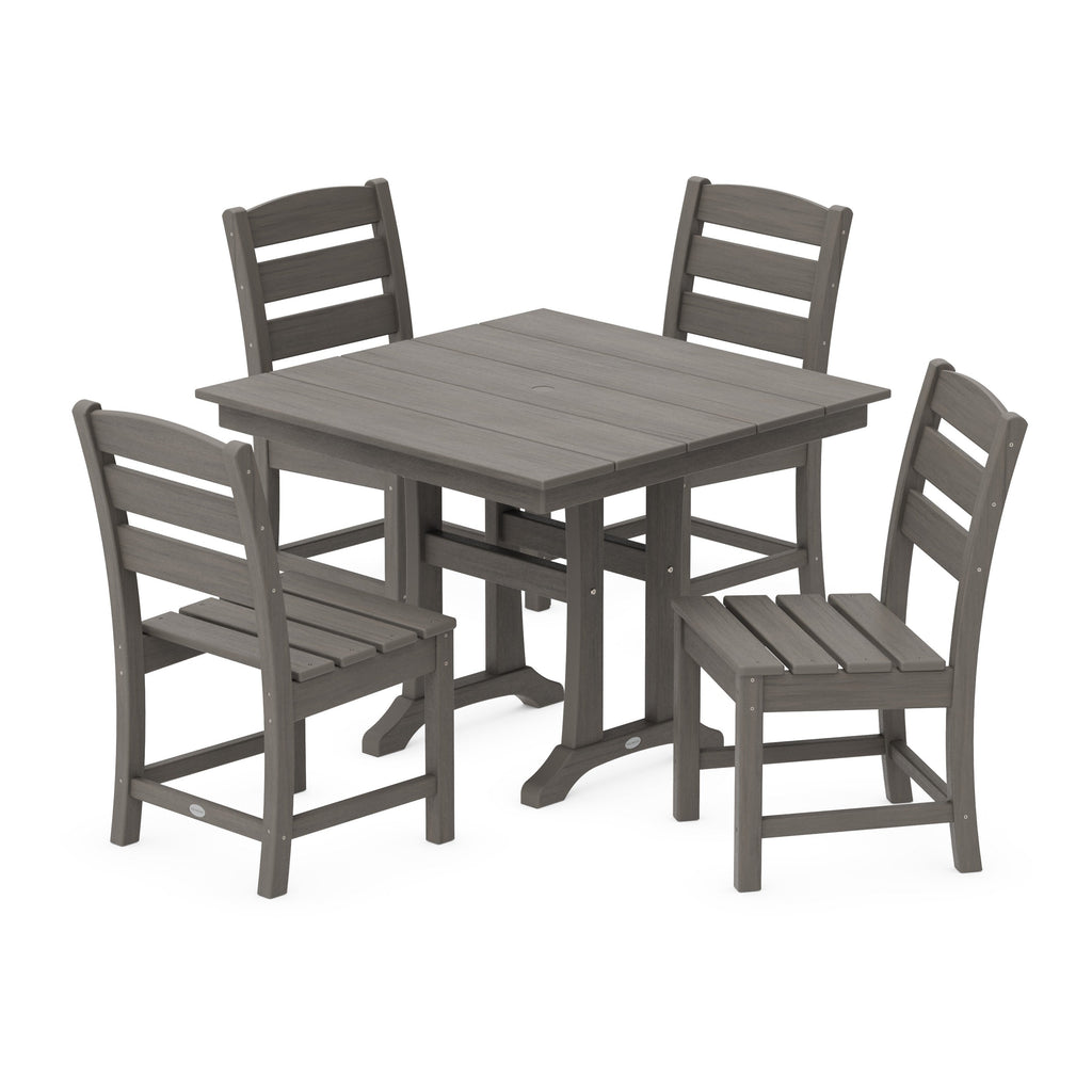Lakeside 5-Piece Farmhouse Trestle Side Chair Dining Set