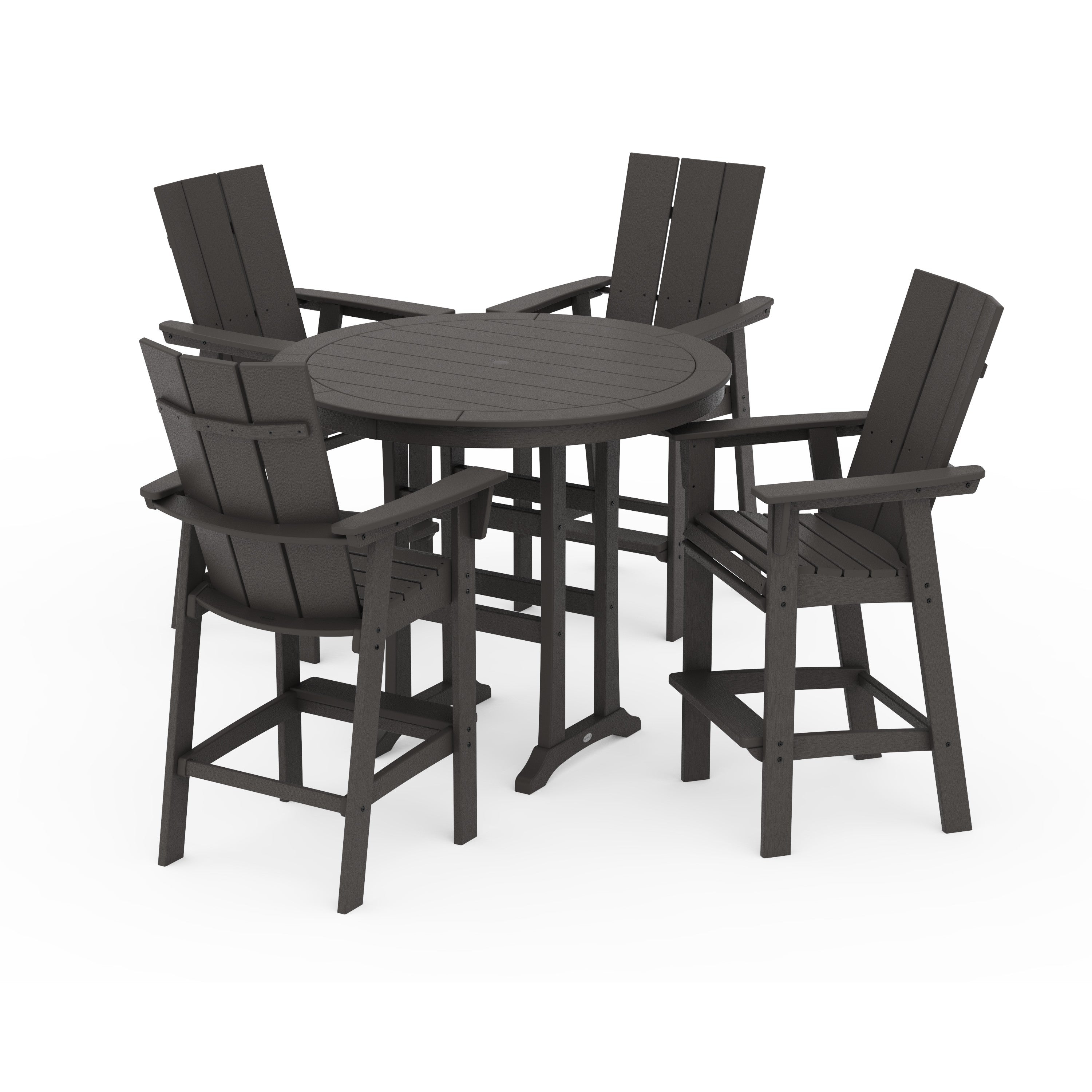 Modern Curveback Adirondack 5-Piece Nautical Trestle Bar Set