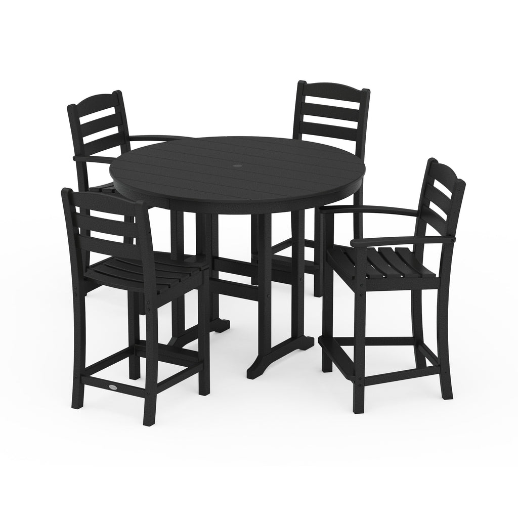 La Casa Café 5-Piece Round Farmhouse Counter Dining Set