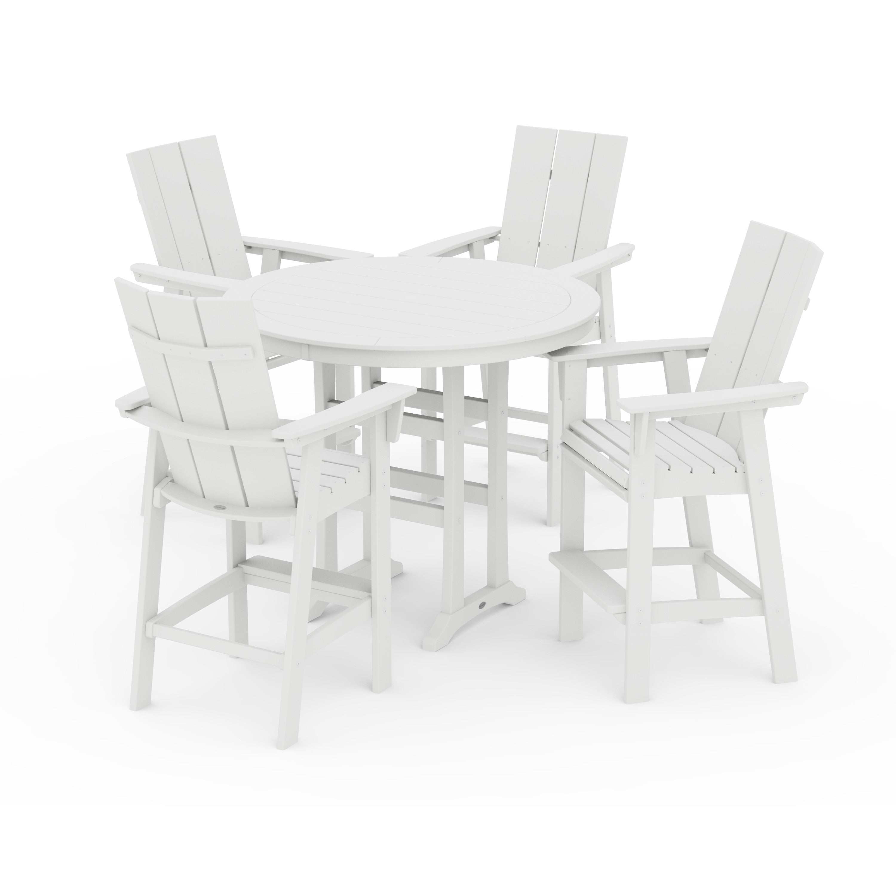 Modern Curveback Adirondack 5-Piece Nautical Trestle Bar Set