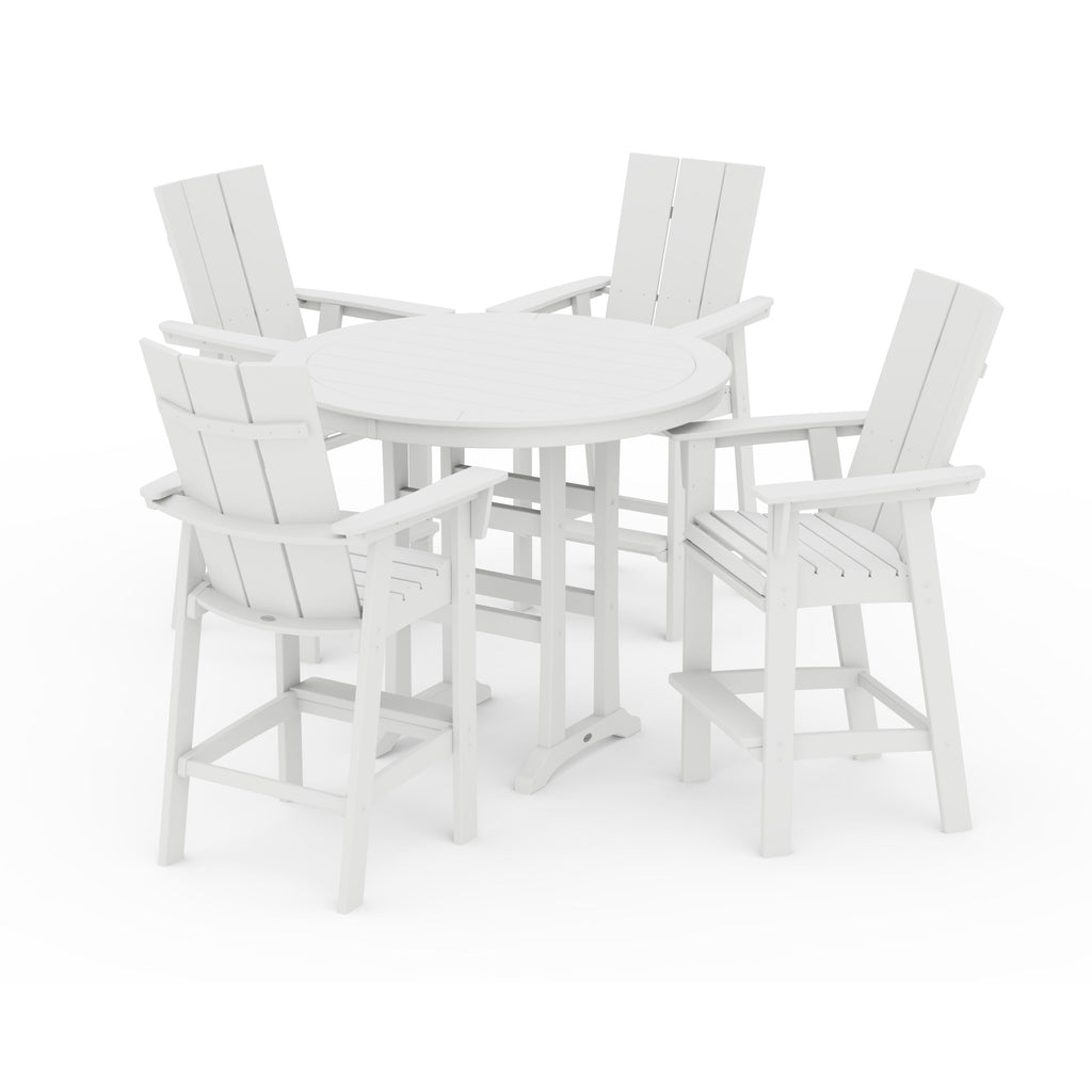 Modern Curveback Adirondack 5-Piece Nautical Trestle Bar Set