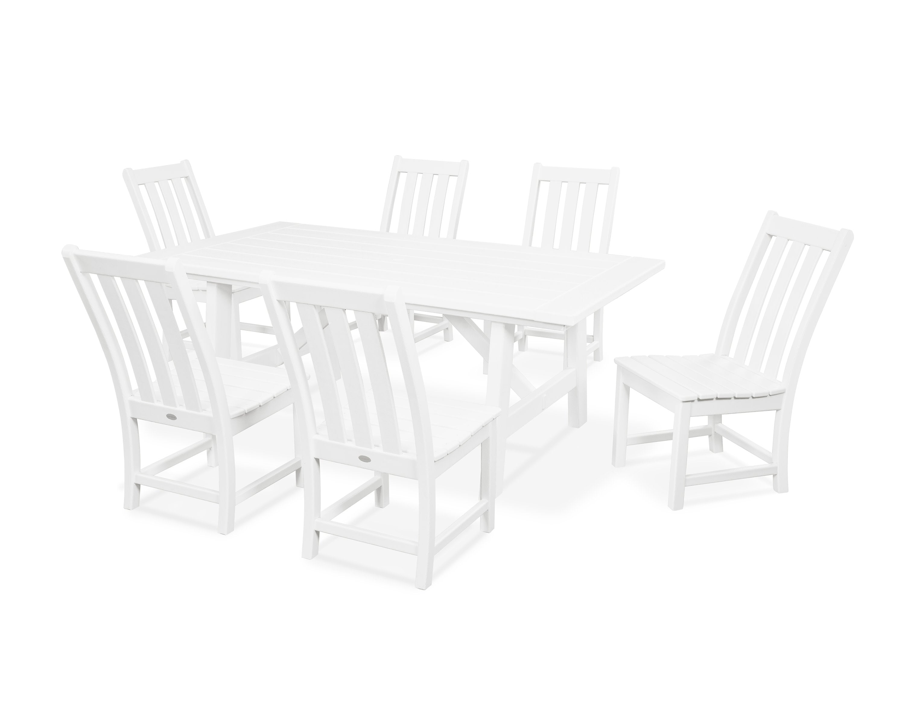 Vineyard 7-Piece Rustic Farmhouse Side Chair Dining Set