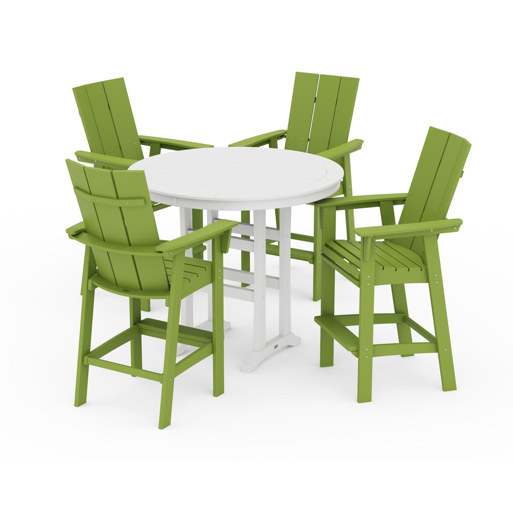 Modern Curveback Adirondack 5-Piece Nautical Trestle Bar Set
