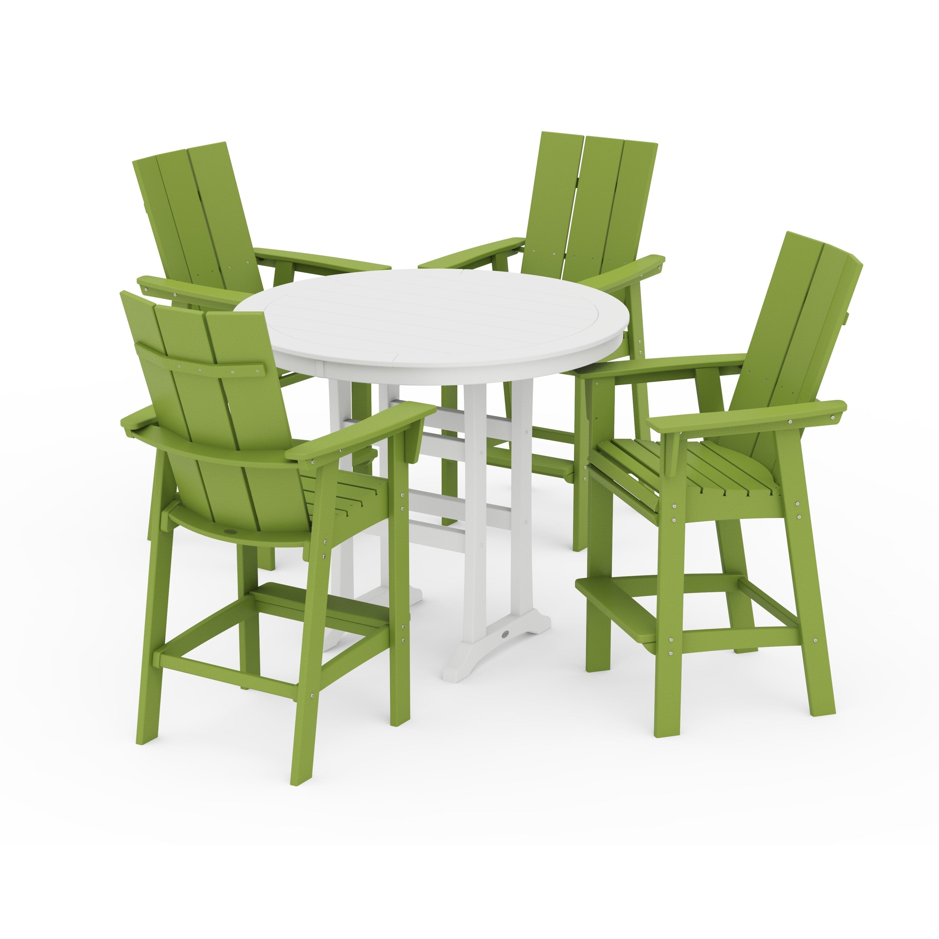 Modern Curveback Adirondack 5-Piece Nautical Trestle Bar Set