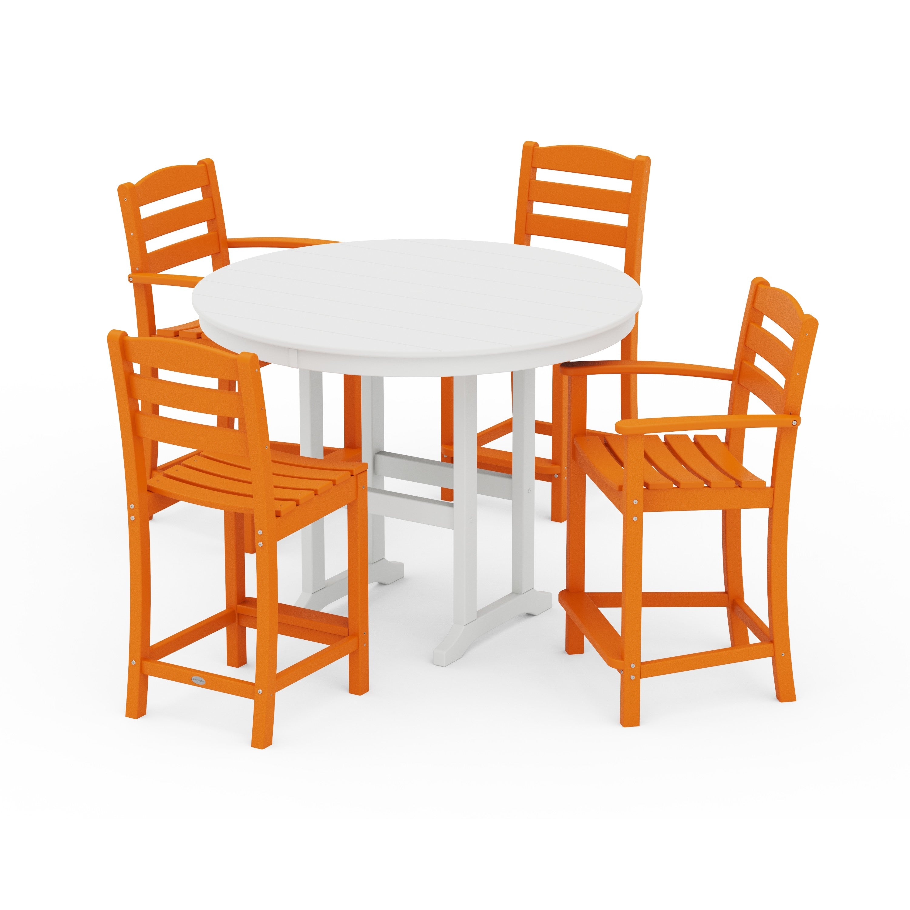 La Casa Café 5-Piece Round Farmhouse Counter Dining Set