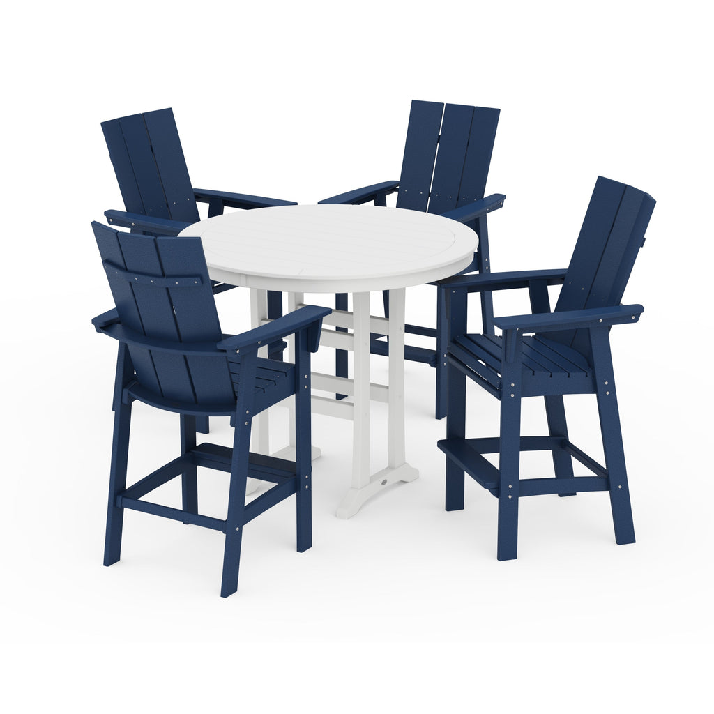Modern Curveback Adirondack 5-Piece Nautical Trestle Bar Set