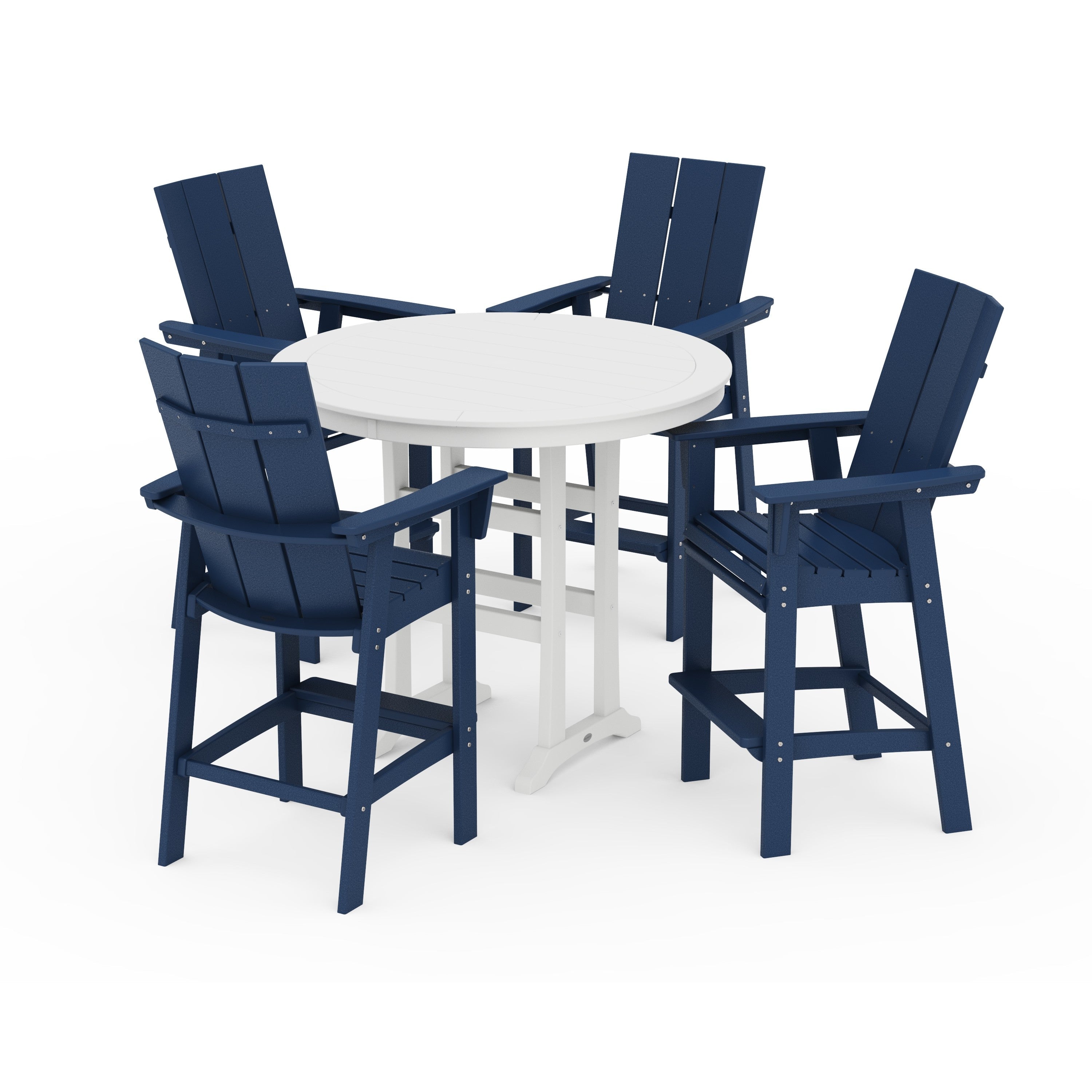 Modern Curveback Adirondack 5-Piece Nautical Trestle Bar Set