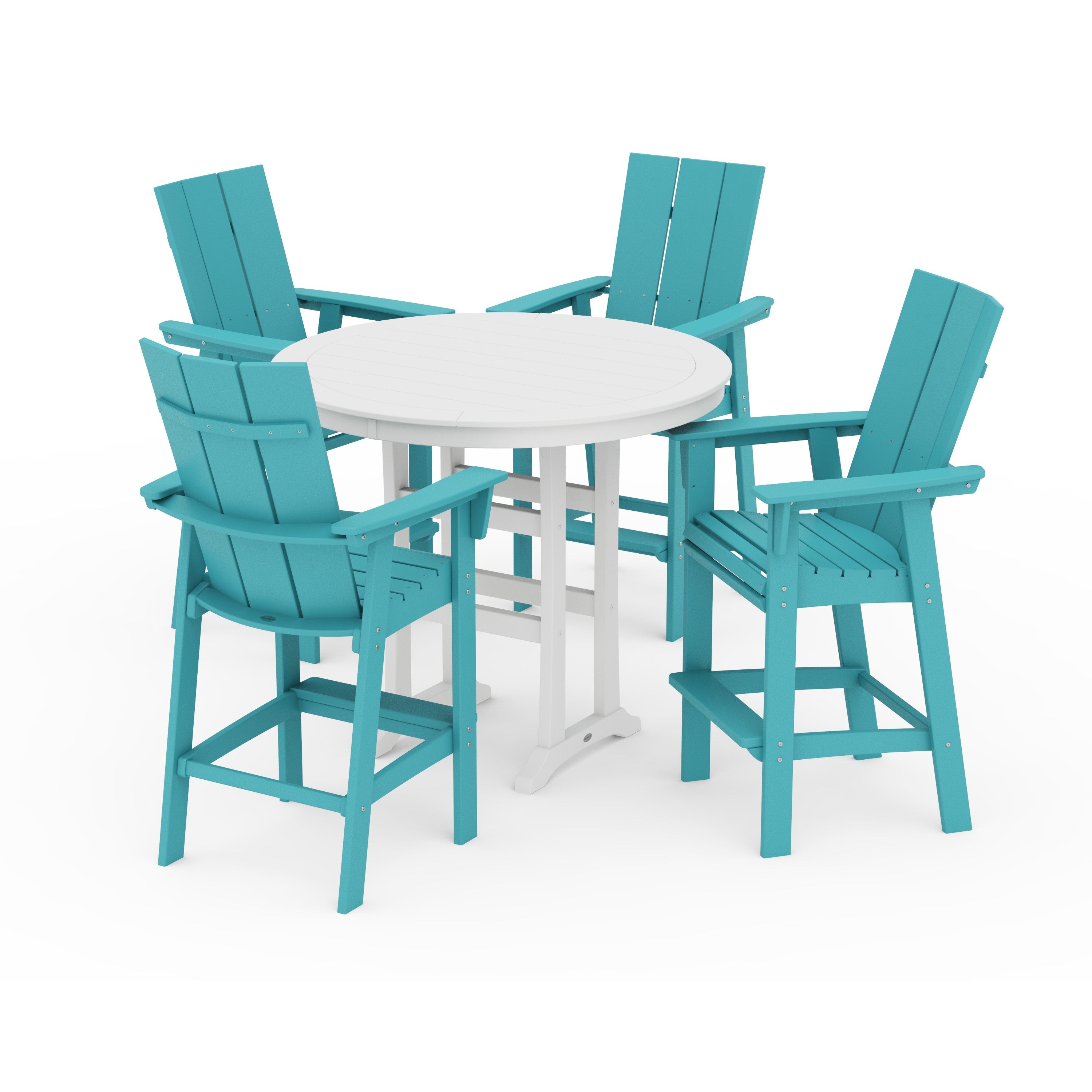 Modern Curveback Adirondack 5-Piece Nautical Trestle Bar Set